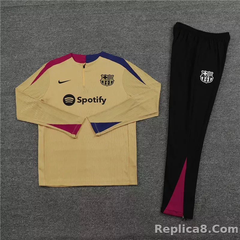 24-25 Barcelona Long Sleeve Gold Training Suit Football Shirts - detail