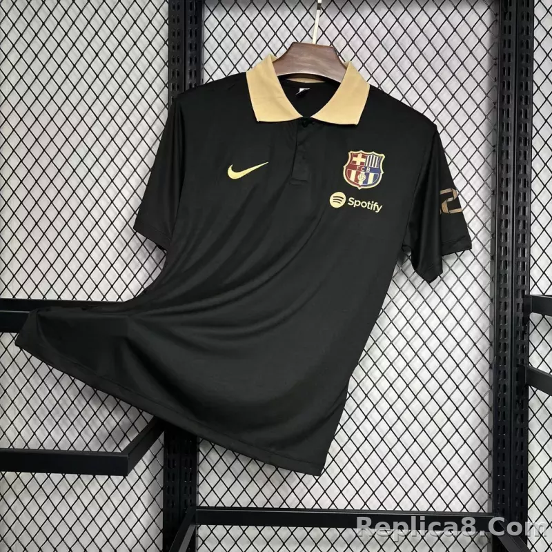 24-25 Barcelona Special Black Polo Soccer Jersey - detail