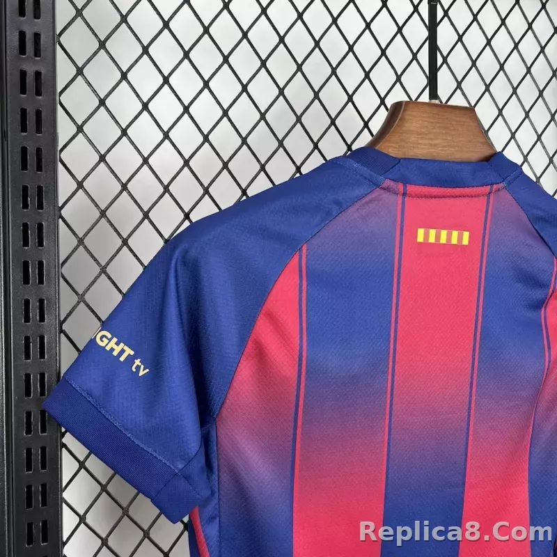 25-26 Barcelona Red Blue Home Soccer Kids Kit Jersey+Shorts - detail