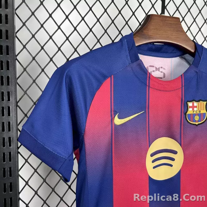 25-26 Barcelona Red Blue Home Soccer Kids Kit Jersey+Shorts - detail