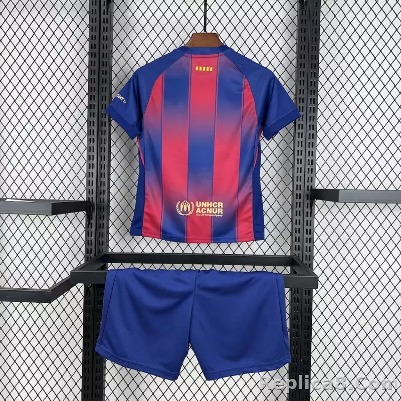 25-26 Barcelona Red Blue Home Soccer Kids Kit Jersey+Shorts - detail
