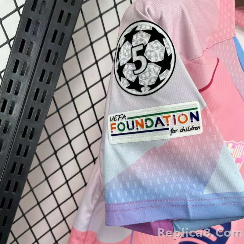 25-26 Barcelona Special Edition Pink Soccer Jersey - detail