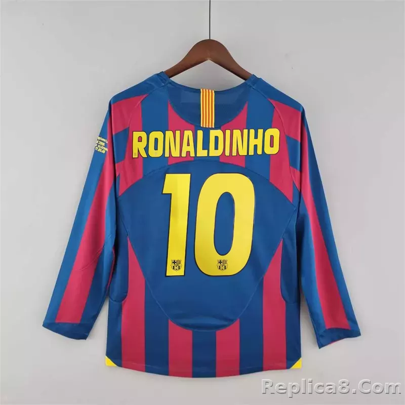 05-06 Barcelona Home Retro Jersey Long Sleeve - detail