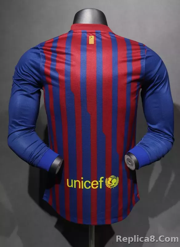 11-12 Barcelona Home Retro Jersey Player Edition Long Sleeve - detail