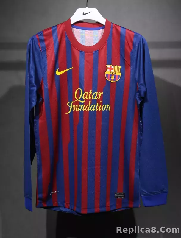 11-12 Barcelona Home Retro Jersey Player Edition Long Sleeve - detail
