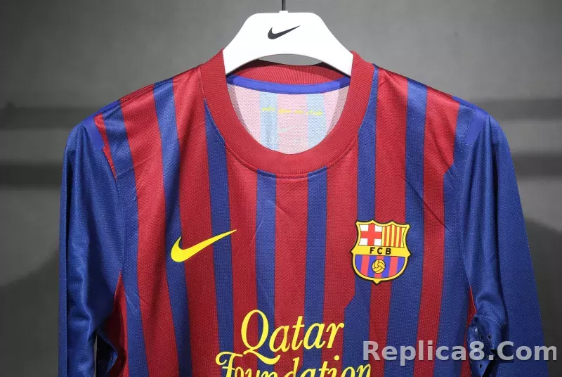 11-12 Barcelona Home Retro Jersey Player Edition Long Sleeve - detail