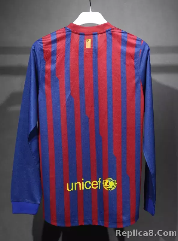 11-12 Barcelona Home Retro Jersey Player Edition Long Sleeve - detail