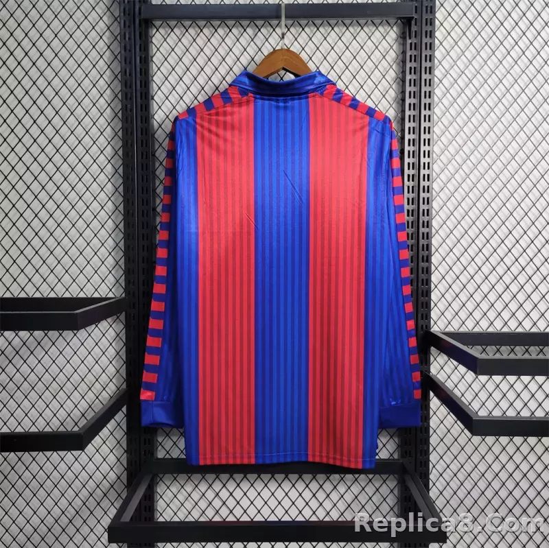 91-92 Barcelona Home Retro Jersey Long Sleeve - detail