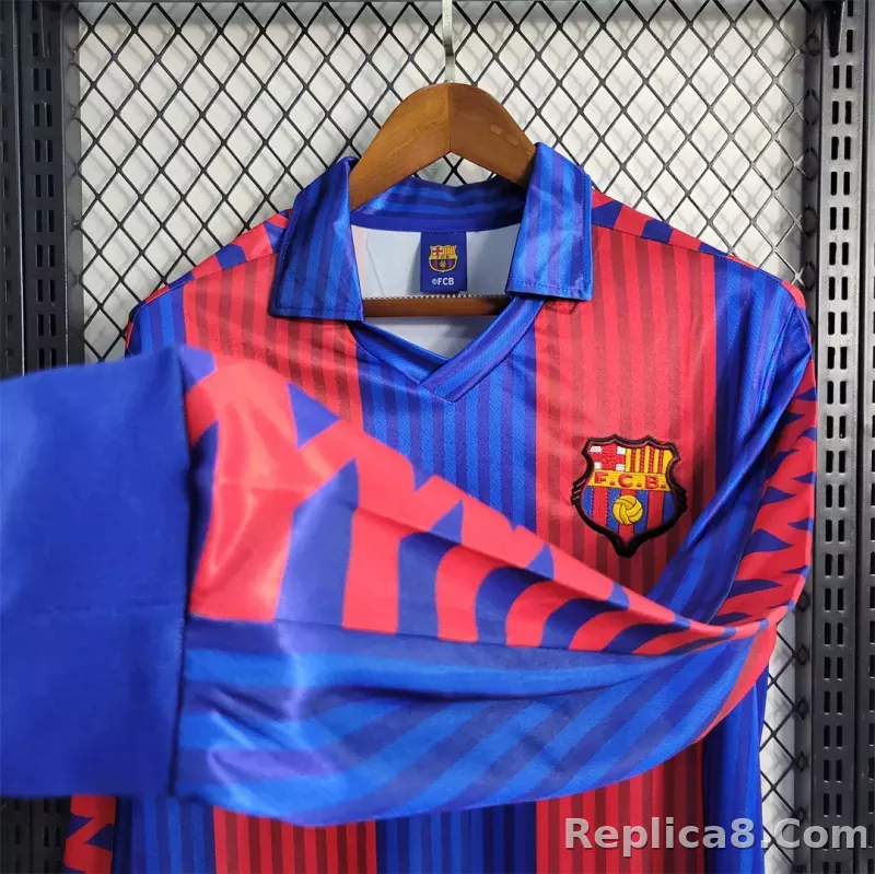 91-92 Barcelona Home Retro Jersey Long Sleeve - detail
