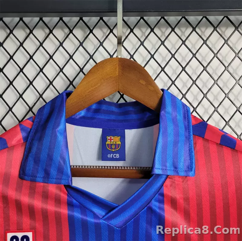 91-92 Barcelona Home Retro Jersey Long Sleeve - detail