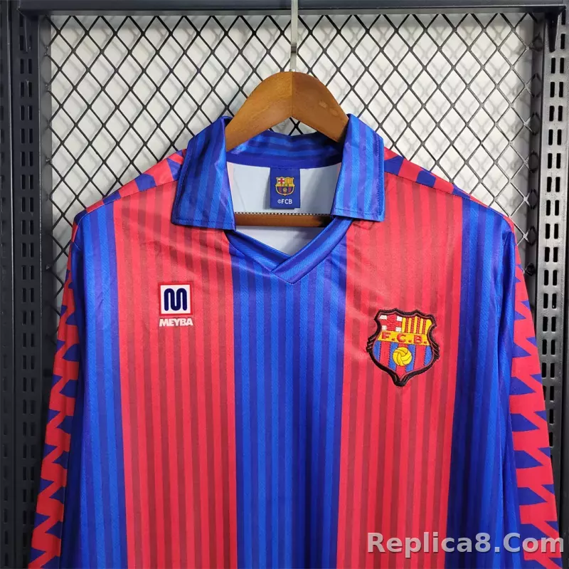 91-92 Barcelona Home Retro Jersey Long Sleeve - detail