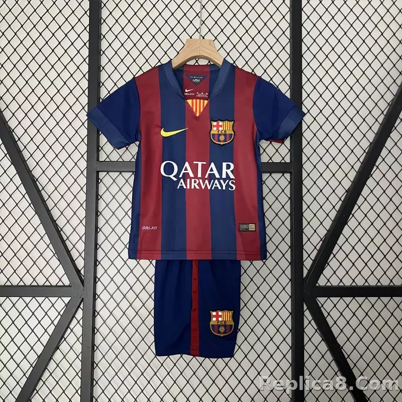 14-15 Barcelona Home Retro Kids Kit Jersey+Shorts