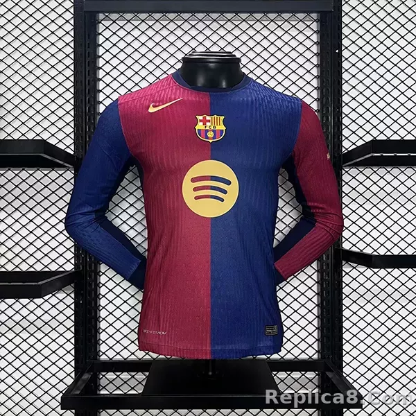 24-25 Barcelona Home Soccer Jersey Player Edition Long Sleeve