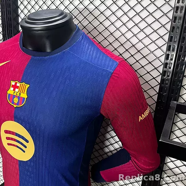 24-25 Barcelona Home Soccer Jersey Player Edition Long Sleeve - detail