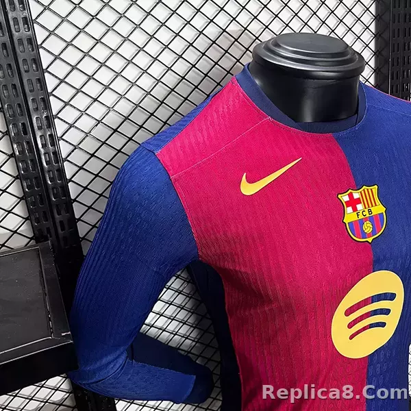 24-25 Barcelona Home Soccer Jersey Player Edition Long Sleeve - detail