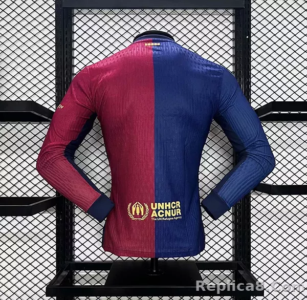 24-25 Barcelona Home Soccer Jersey Player Edition Long Sleeve - detail