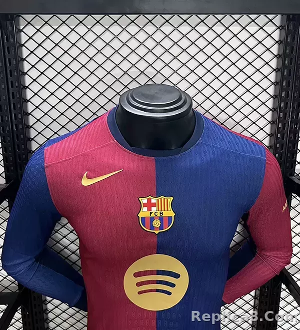 24-25 Barcelona Home Soccer Jersey Player Edition Long Sleeve - detail