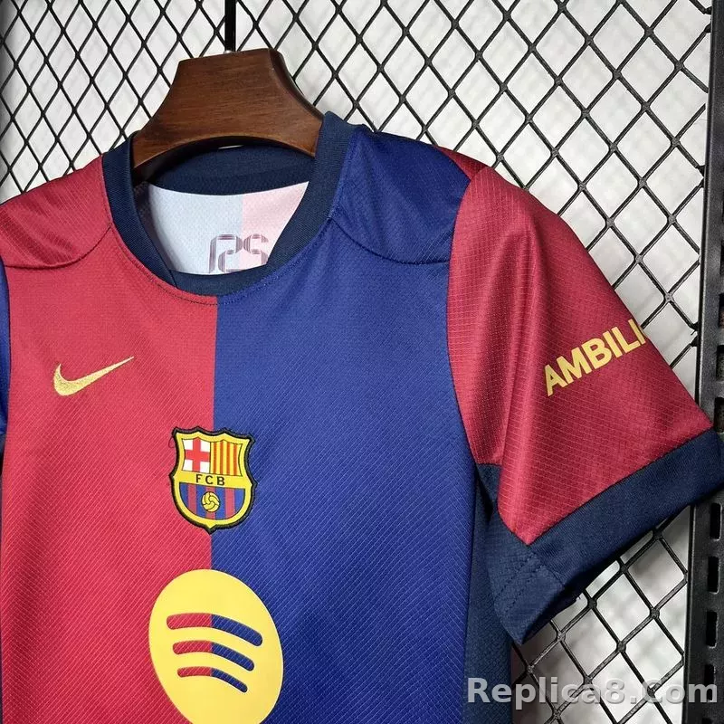 24-25 Barcelona Home Kids Kit Soccer Jersey+Shorts - detail
