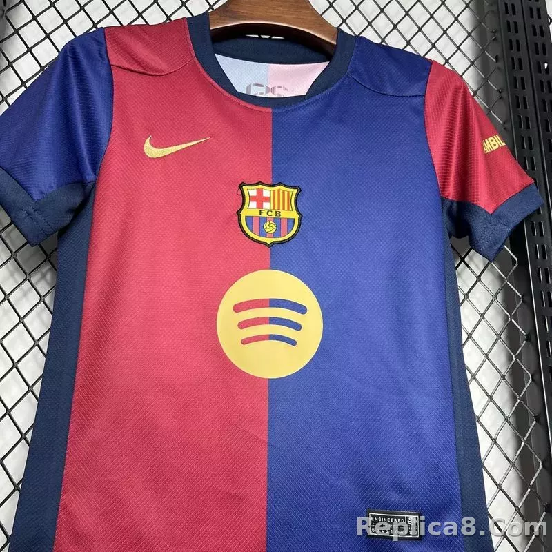 24-25 Barcelona Home Kids Kit Soccer Jersey+Shorts - detail