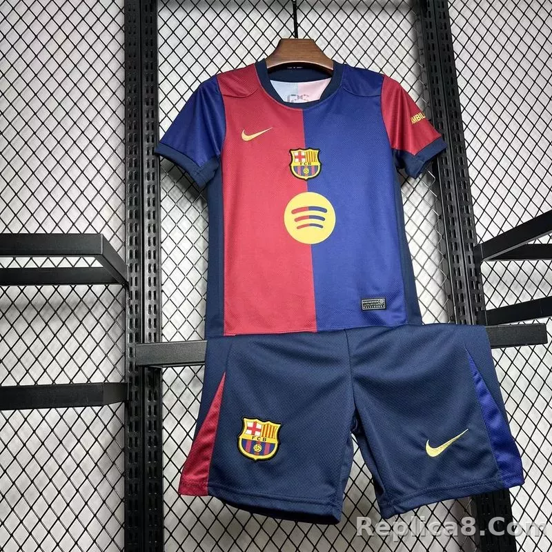 24-25 Barcelona Home Kids Kit Soccer Jersey+Shorts - detail