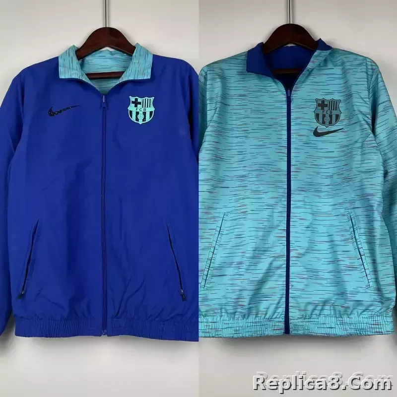 2023/2024 Barcelona Reversible Windbreaker Blue Soccer Jersey 1:1 Thai Quality - detail