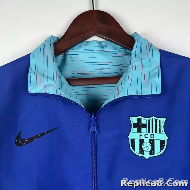 2023/2024 Barcelona Reversible Windbreaker Blue Soccer Jersey 1:1 Thai Quality - detail
