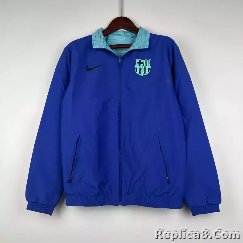 2023/2024 Barcelona Reversible Windbreaker Blue Soccer Jersey 1:1 Thai Quality - detail