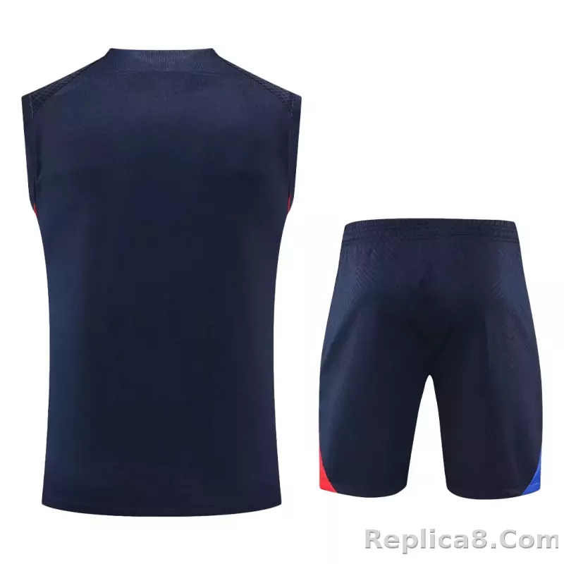 Barcelona Sleeveless Training Kit (Top+Shorts) Black 2022/23 - detail