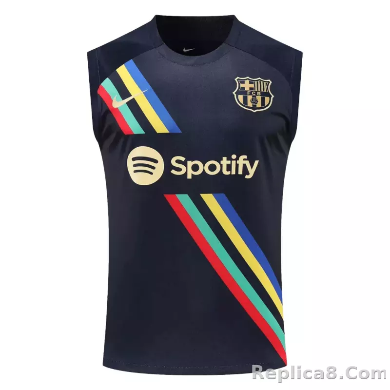Barcelona Sleeveless Training Kit (Top+Shorts) Black 2022/23 - detail