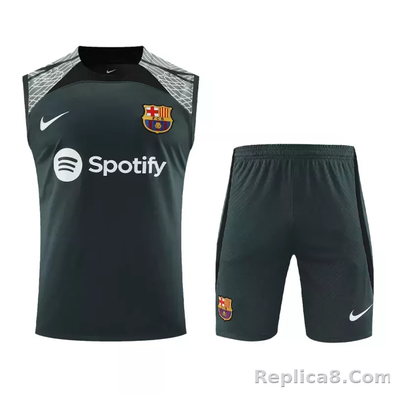 Barcelona Sleeveless Training Kit (Top+Shorts) Black 2023/24