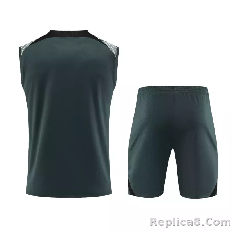 Barcelona Sleeveless Training Kit (Top+Shorts) Black 2023/24 - detail