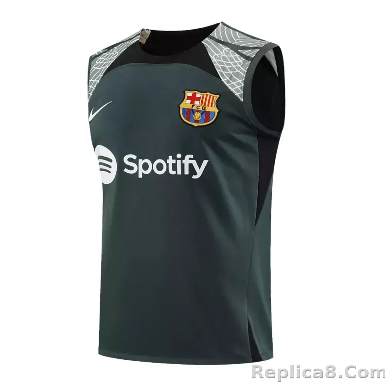 Barcelona Sleeveless Training Kit (Top+Shorts) Black 2023/24 - detail