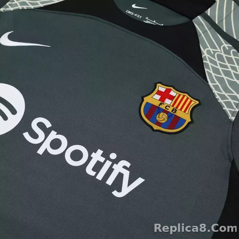 Barcelona Sleeveless Training Kit (Top+Shorts) Black 2023/24 - detail