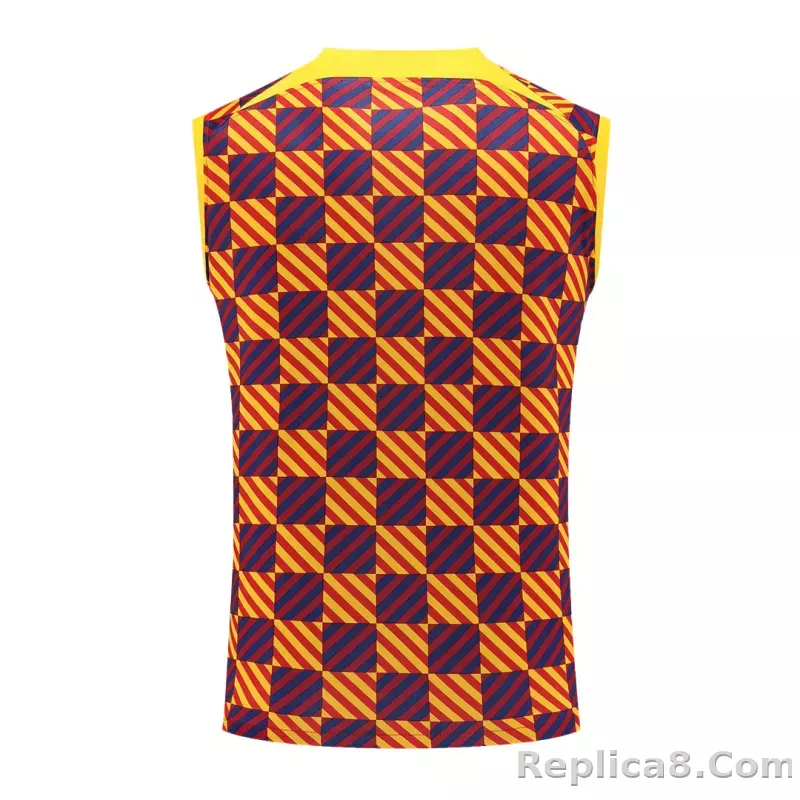 Barcelona Sleeveless Training Kit (Top+Shorts) Yellow 2023/24 - detail