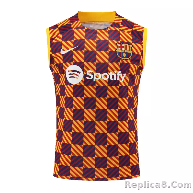 Barcelona Sleeveless Training Kit (Top+Shorts) Yellow 2023/24 - detail