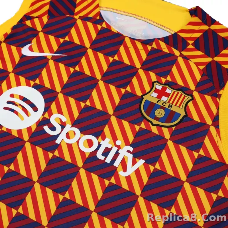 Barcelona Sleeveless Training Kit (Top+Shorts) Yellow 2023/24 - detail