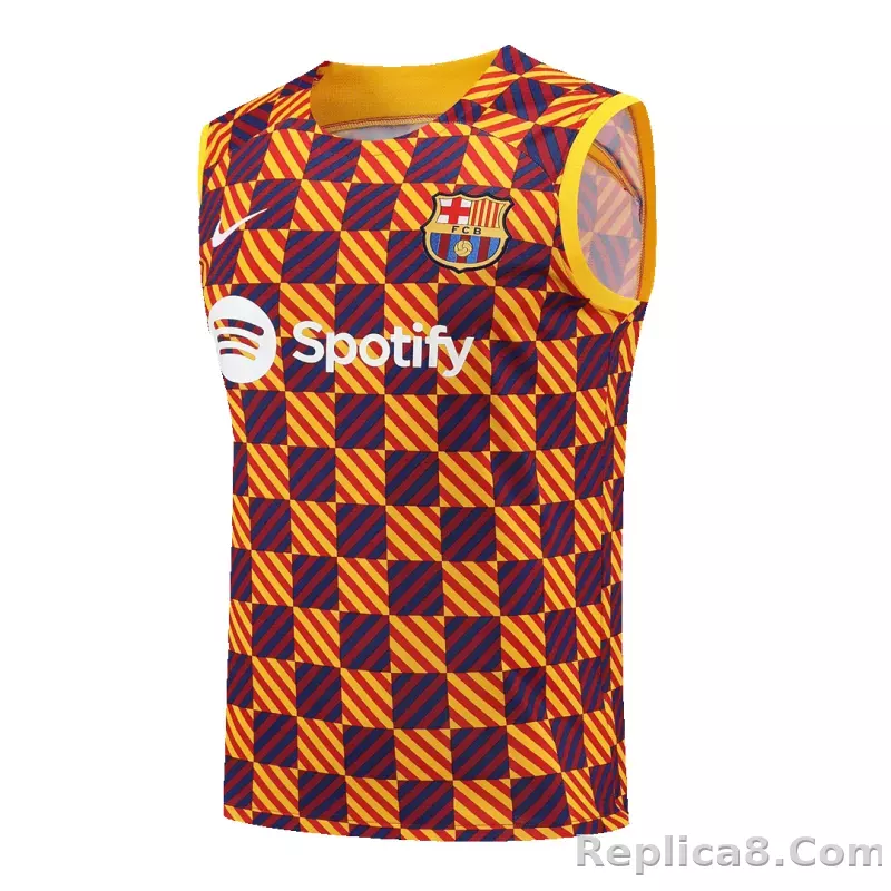 Barcelona Sleeveless Training Kit (Top+Shorts) Yellow 2023/24 - detail