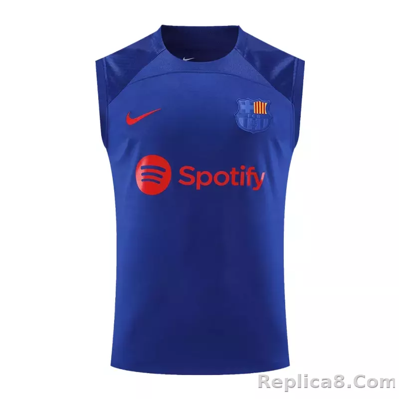 Barcelona Sleeveless Training Kit (Top+Shorts) Purple 2023/24 - detail