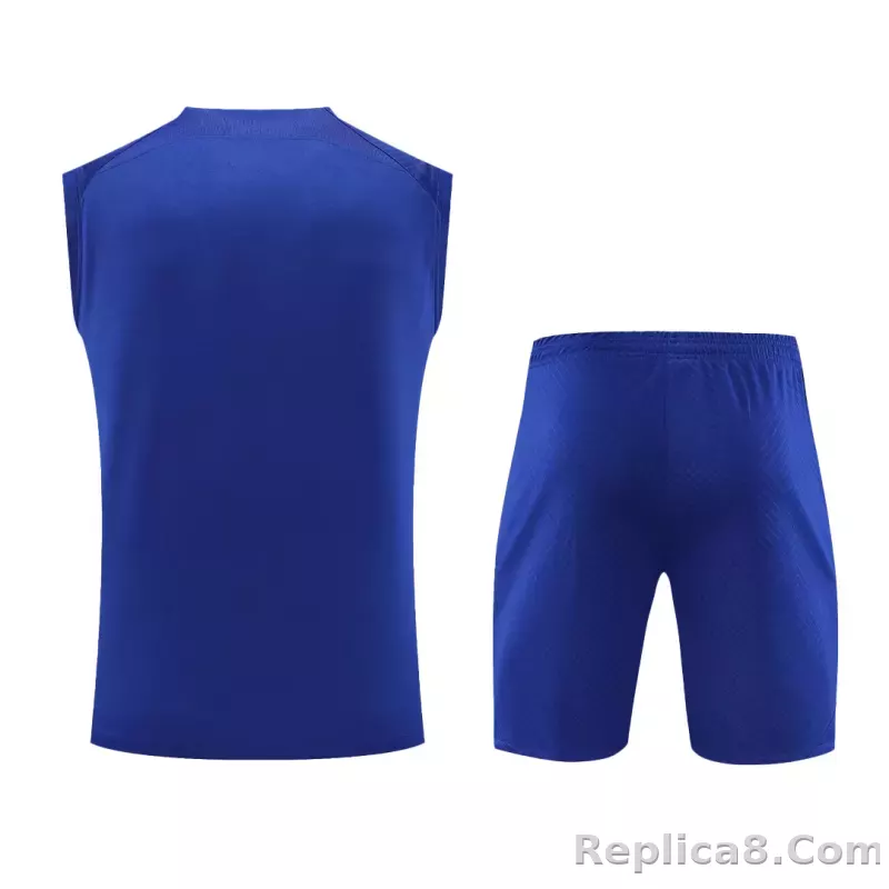 Barcelona Sleeveless Training Kit (Top+Shorts) Purple 2023/24 - detail