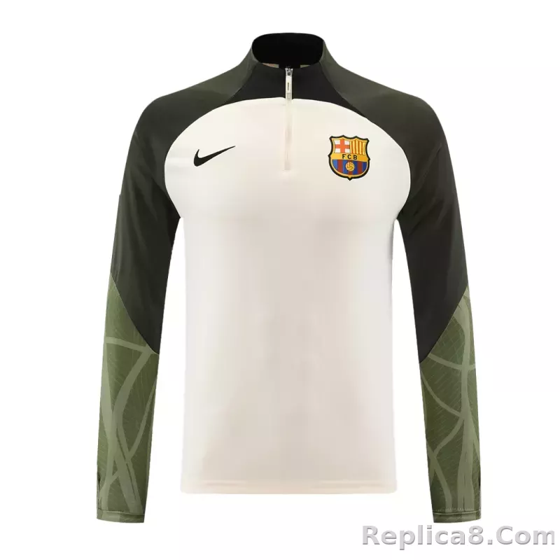 Barcelona Zipper Sweatshirt Kit(Top+Pants) White 2023/24 - detail