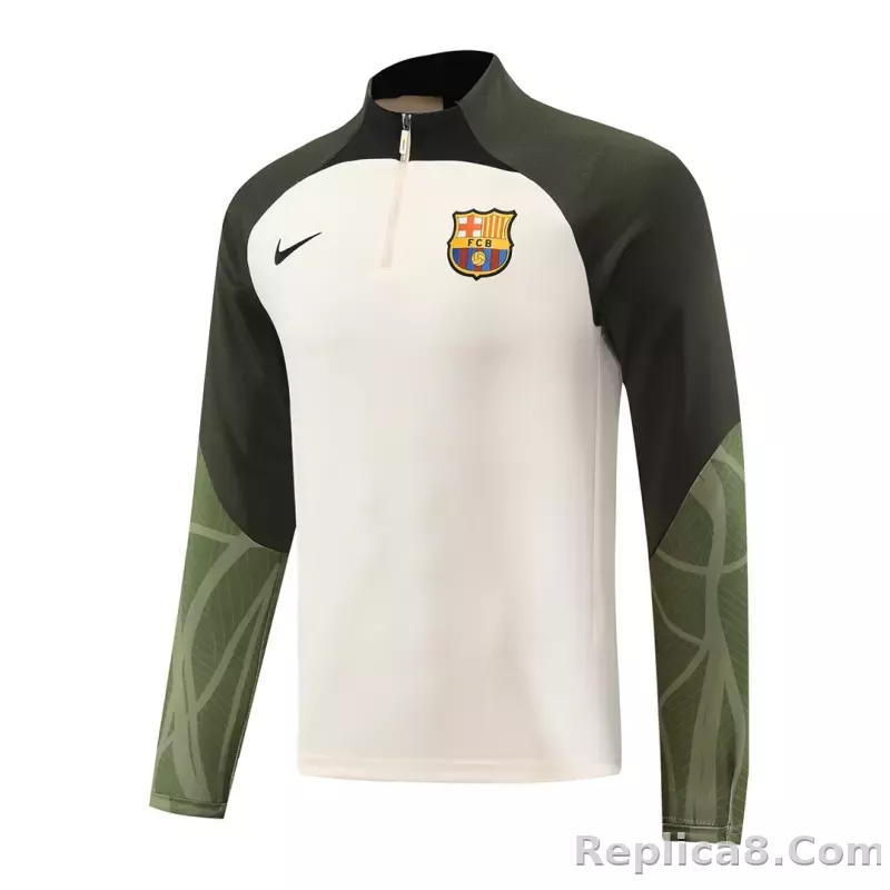Barcelona Zipper Sweatshirt Kit(Top+Pants) White 2023/24 - detail
