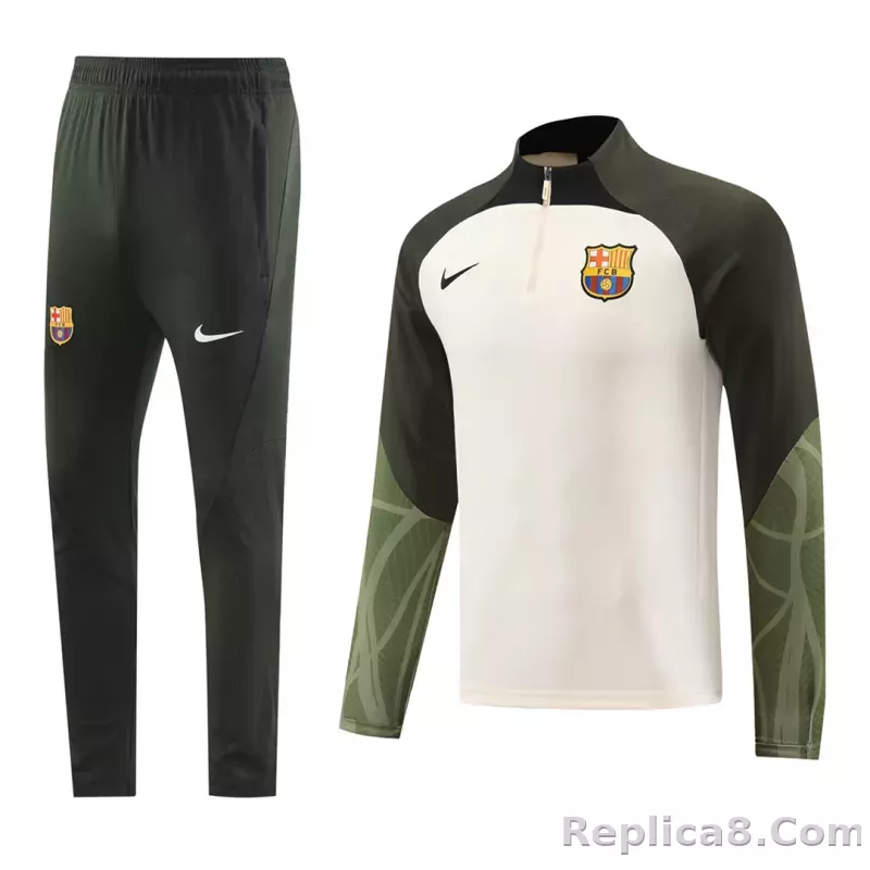 Barcelona Zipper Sweatshirt Kit(Top+Pants) White 2023/24 - detail