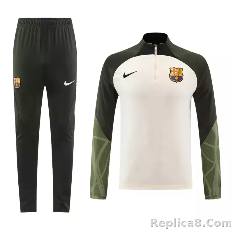 Barcelona Zipper Sweatshirt Kit(Top+Pants) White 2023/24 - detail