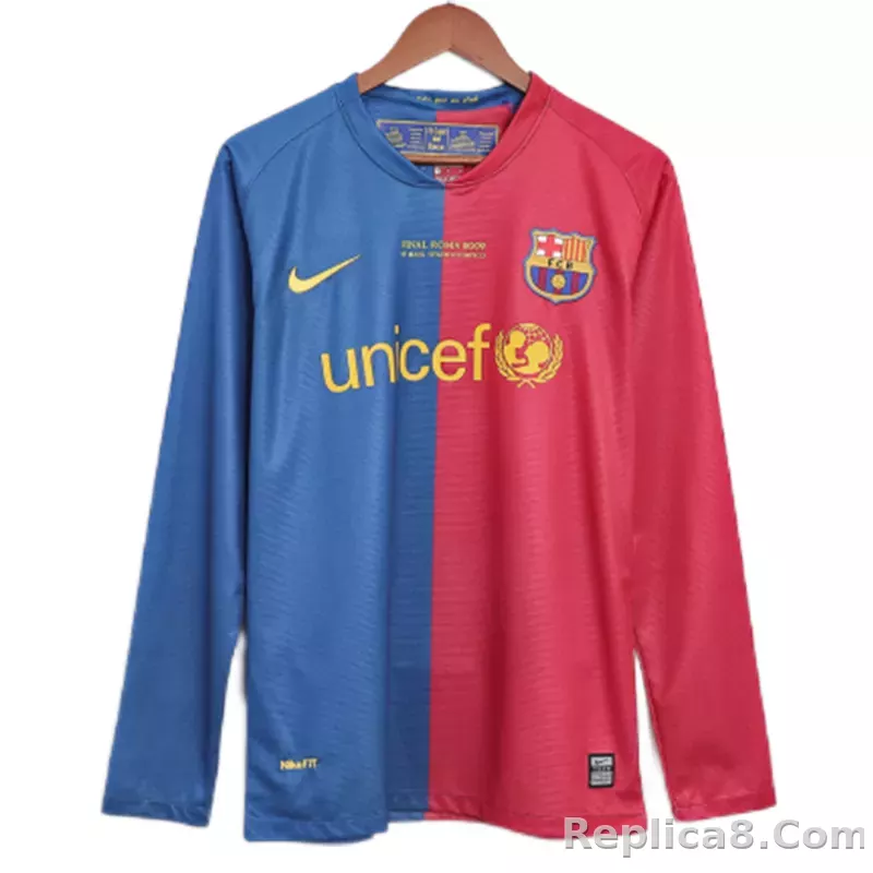 08-09 Barcelona UCL Final Retro Home Long Sleeve Jersey