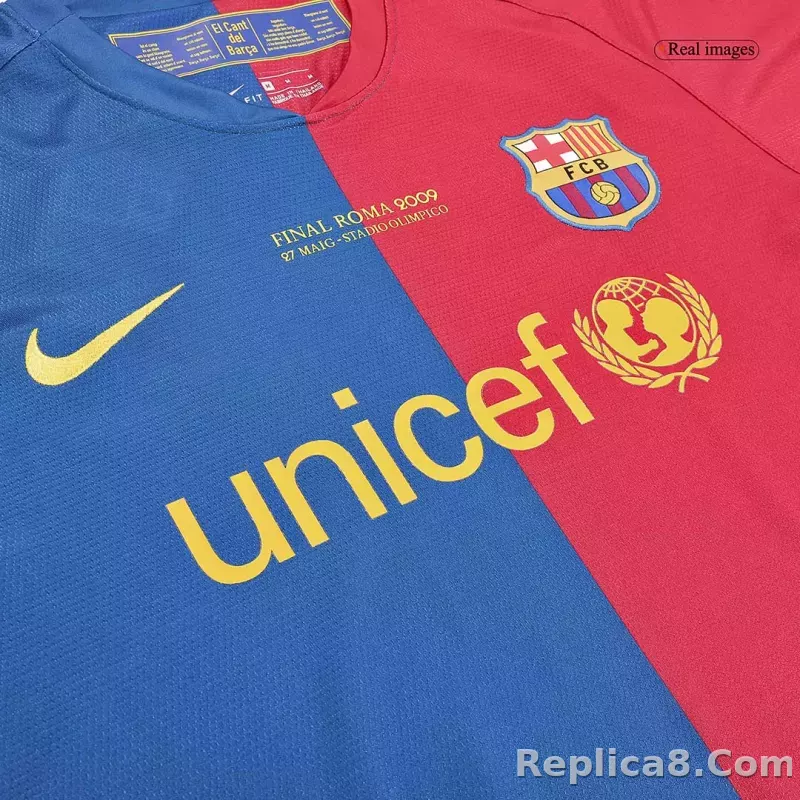 08-09 Barcelona UCL Final Retro Home Long Sleeve Jersey - detail