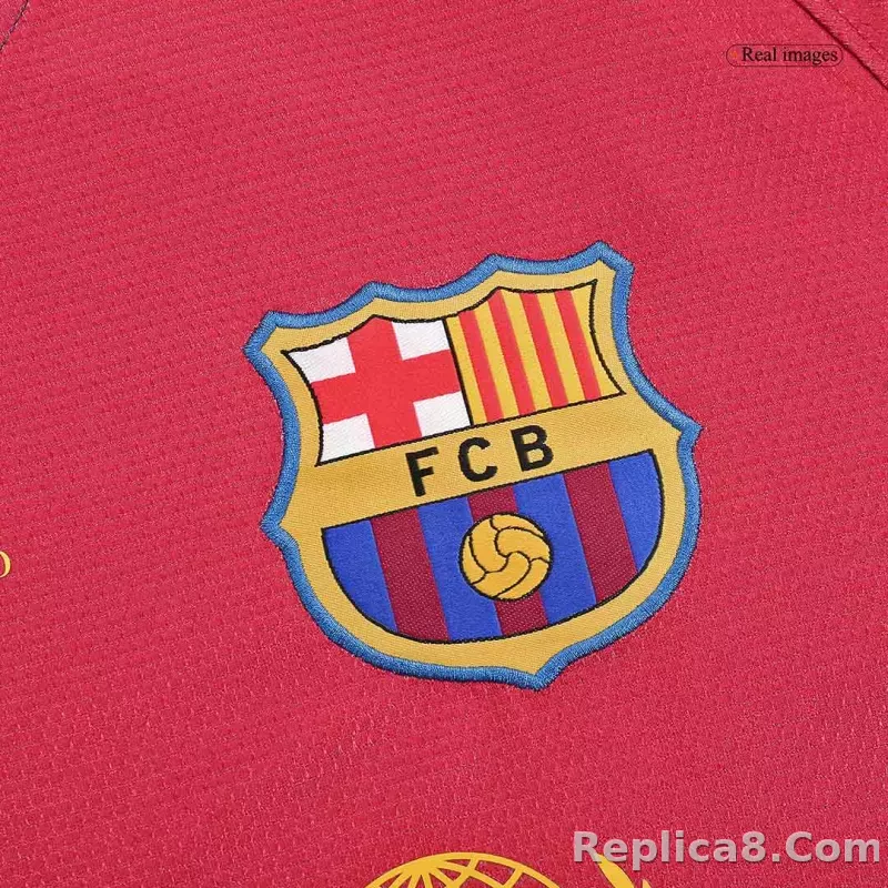 08-09 Barcelona UCL Final Retro Home Long Sleeve Jersey - detail