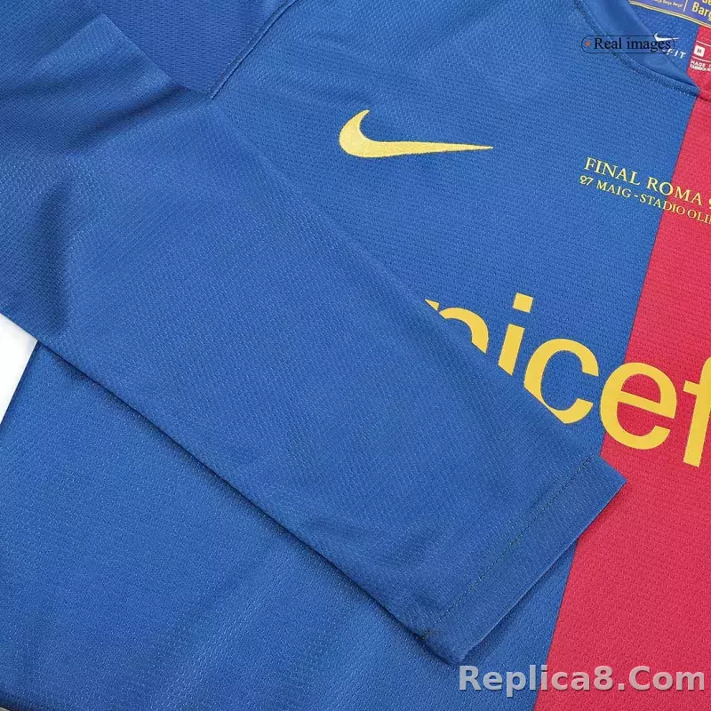 08-09 Barcelona UCL Final Retro Home Long Sleeve Jersey - detail