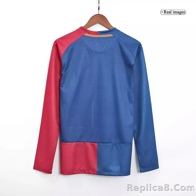 08-09 Barcelona UCL Final Retro Home Long Sleeve Jersey - detail