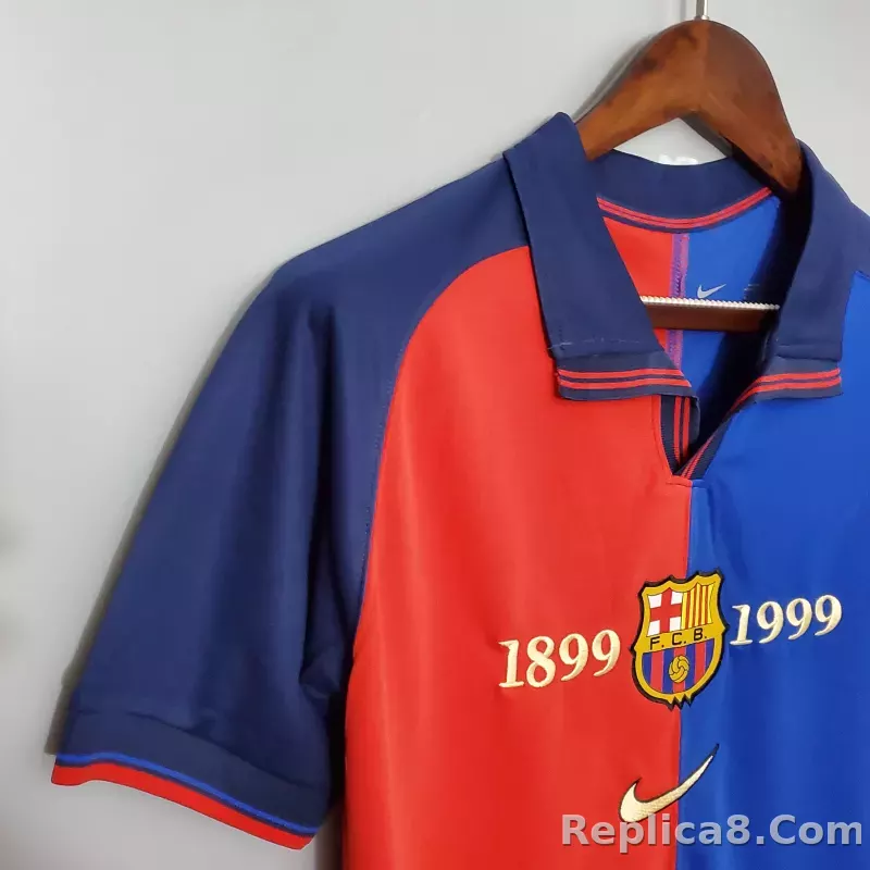 Barcelona 100th Anniversary Version Home Soccer Jersey - detail