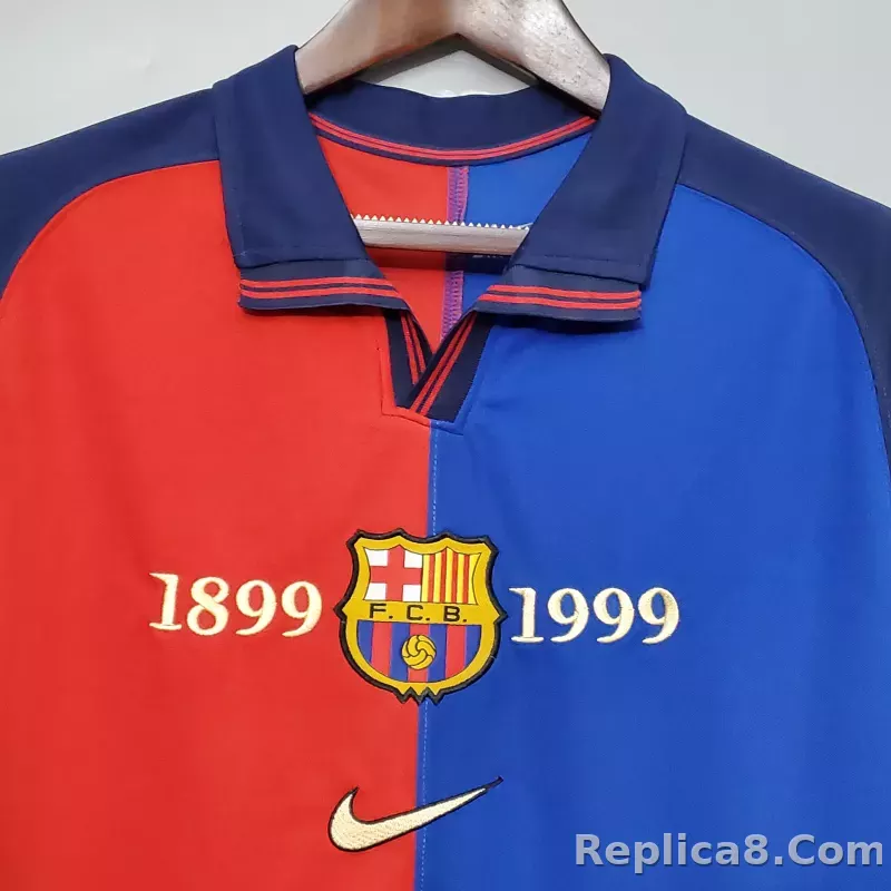 Barcelona 100th Anniversary Version Home Soccer Jersey - detail